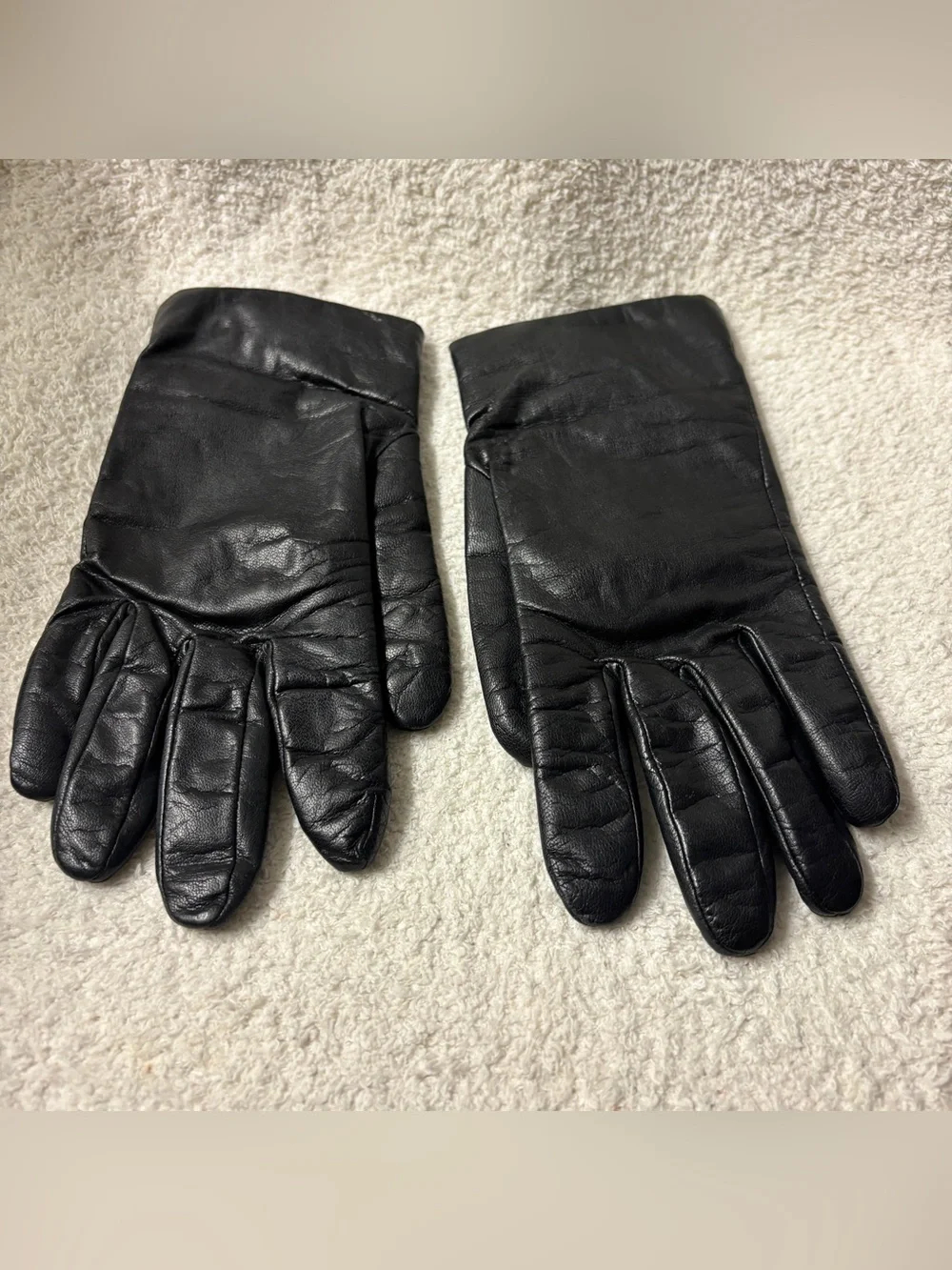 Classic Black Leather Women’s Gloves Cashmere Lining Size XL